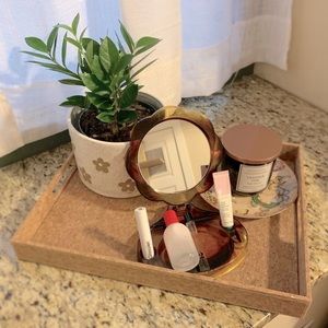 Vintage tortoiseshell flower mirror